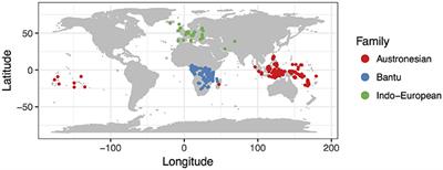 Population Size and the Rate of Language Evolution: A Test Across Indo-European, Austronesian, and Bantu Languages